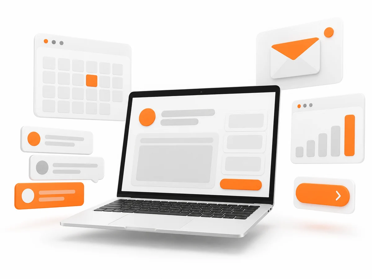 Illustratieve weergave van campagneplanning met briefing, contentkalender en opvolging.